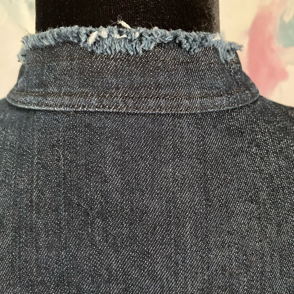 Scripted Women's Dark Blue Jean Jacket with Ruffle Details - Picture 10 of 14